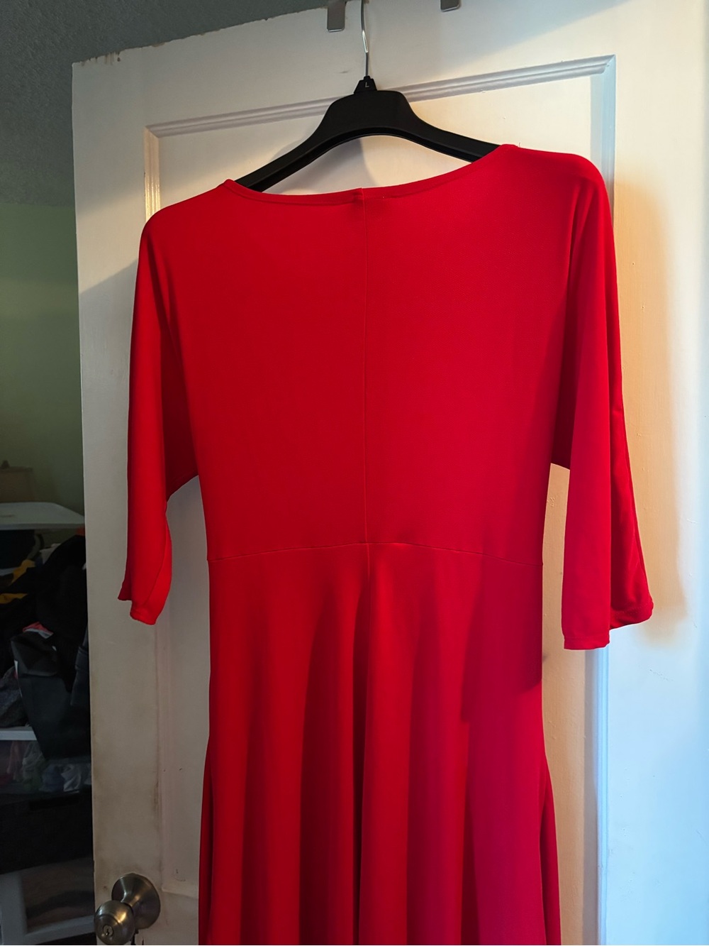 Robbie Bee Vibrant Red Midi Dress with Front Tie - Picture 4 of 5